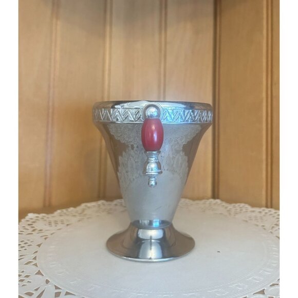 Vintage Manning Bowman Metal Creamer Art Deco Red Bakelite Handle - Picture 7 of 7